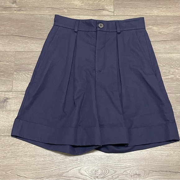 King & Tuckfield Men's Navy Blue Cuffed Shorts Pleated Button Fly Sz 31 NWT - Picture 2 of 9